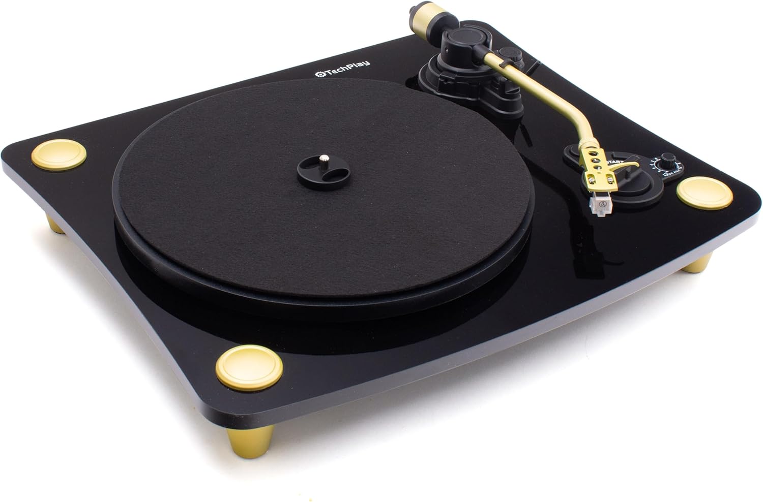 TechPlay Ghost, 2 Speed Belt Driven Turntable with Bluetooth Broadcast. Connects to Your Bluetooth Speakers wirelessly. (Black)
