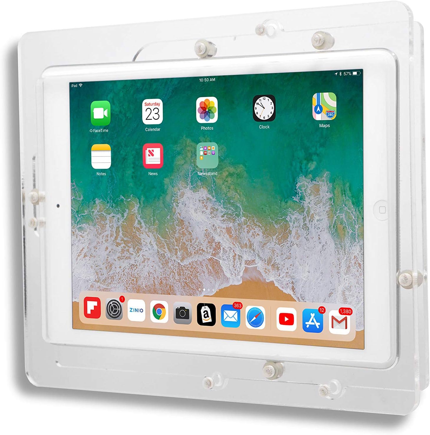 TABcare Anti-Theft Acrylic VESA Enclosure for Apple iPad mini 6 7 8.3" with Free Wall Mount Kit & 90-Degree Angle USB C Charge Cable (iPad mini 6/7 8.3", Clear)