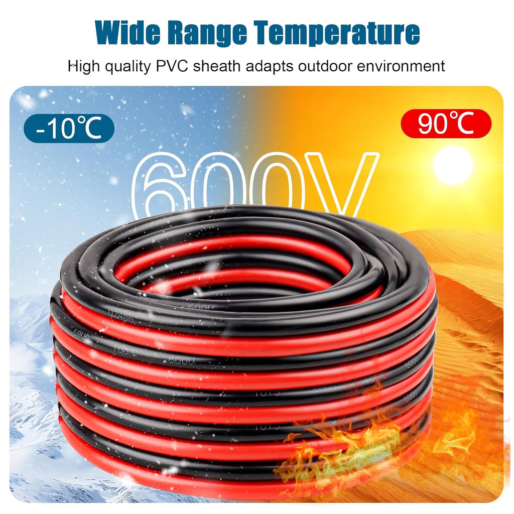 6 Gauge Wire 2 Conductors Copper Wire, 6 AWG Battery Cable Oxygen Free Copper Wire for Solar Panel, Automotive, Trailer, RV and Speaker (6 Gauge 5FT)