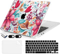 Compatible with MacBook Air 13.6 inch Case, M4 A3240/M3 A3113/M2 A2681 (Released 2025 to 2022), Hard Shell, Keyboard Cover, Screen Protector, Webcam Cover & Type-C Adapter, Geometric Flowers