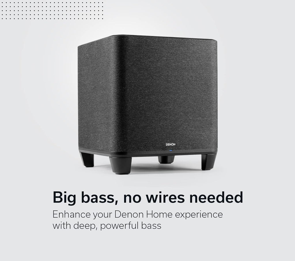 Denon Home Subwoofer – Deep, Powerful Bass, 8" Bass-Reflex Woofer, Wireless Streaming, Pair Home 150/250/350 Speakers & Sound Bar, Multi-Room Support, Black