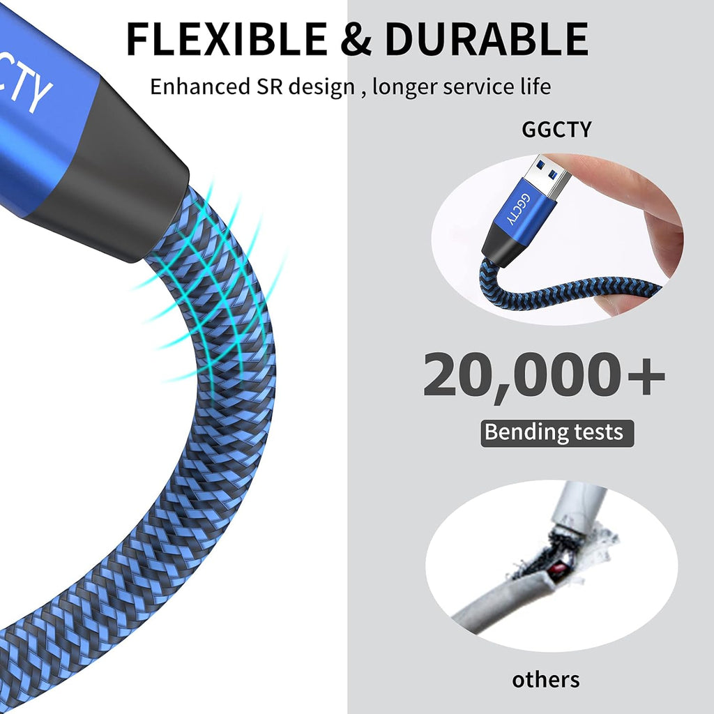 USB 3.0 Extension Cable 10ft,Type A Male to Female Extension Cord Durable Braided Material High Data Transfer Compatible with USB Keyboard,Mouse,Flash Drive, Hard Drive,Printer