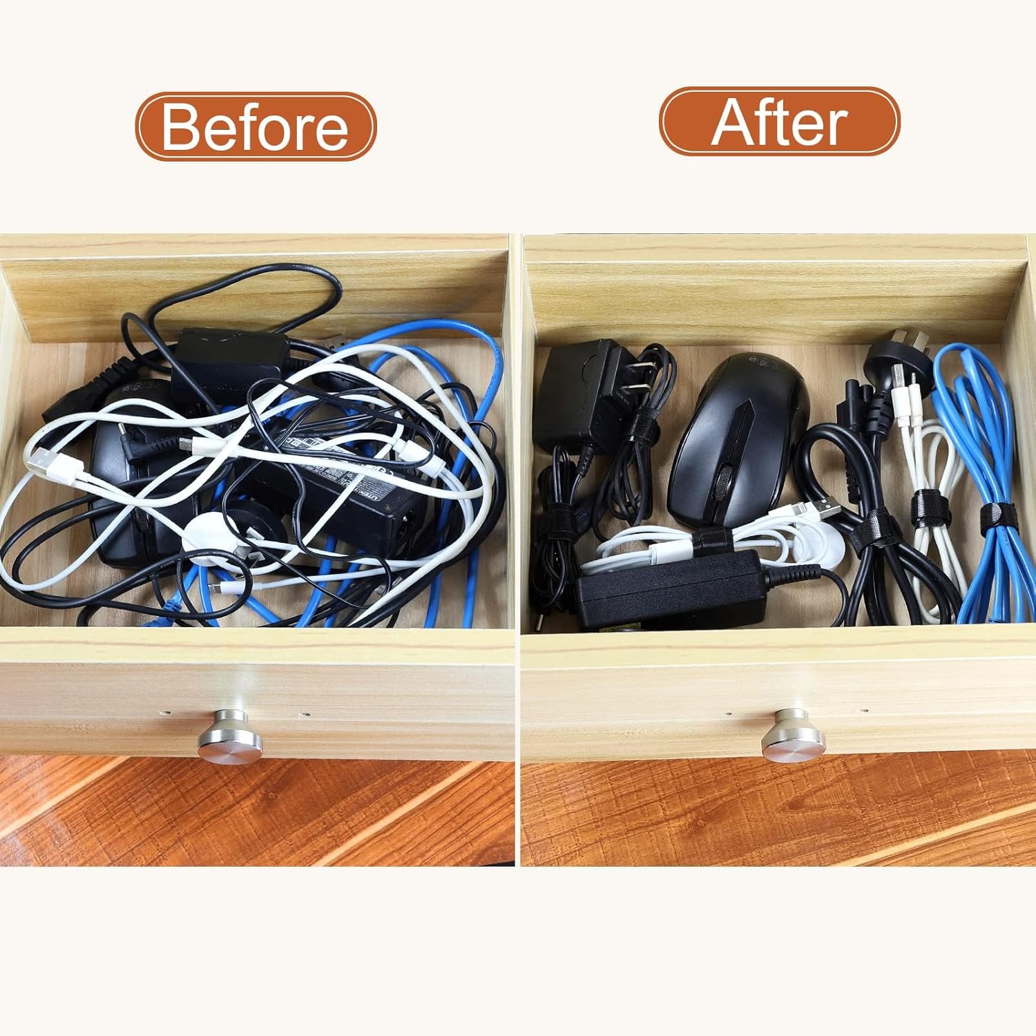 150PCS 8 Inch Cable Ties Reusable Multi-Purpose Wire Ties Cord Organizer Adjustable Cable Management 5 Colors