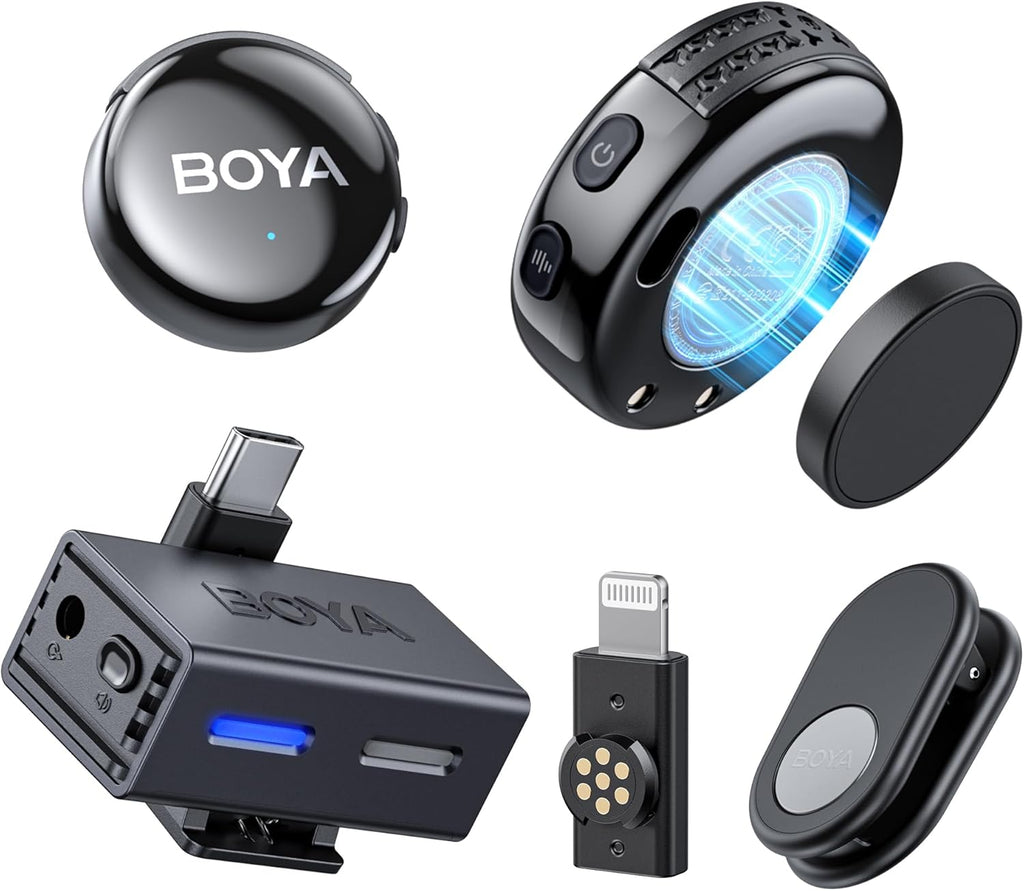 BOYA BOYALINK 3 Wireless Lavalier Microphone for iPhone/Android/Camera/PC/Tablets,AI Noise Cancellation, 48kHz/24Bit Studio Sound,APP Control, 984ft 6h Battery for Vlogging Interview(No Charging Case)