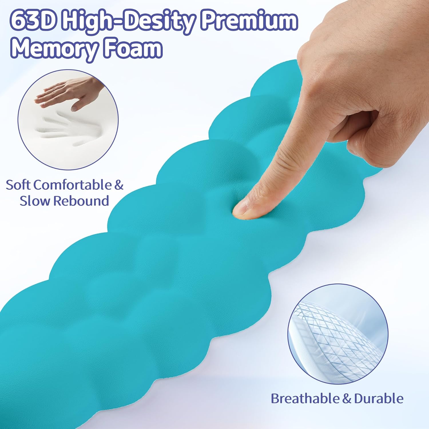 Cloud Wrist Rest Keyboard, Cloud Keyboard Wrist Pad Set with PU Leather Memory Foam, Cute Arm Rest for Palm Support, PC/Gaming Desk Accessories/Office Setup/Computer Hand Cushion - Scuba Blue