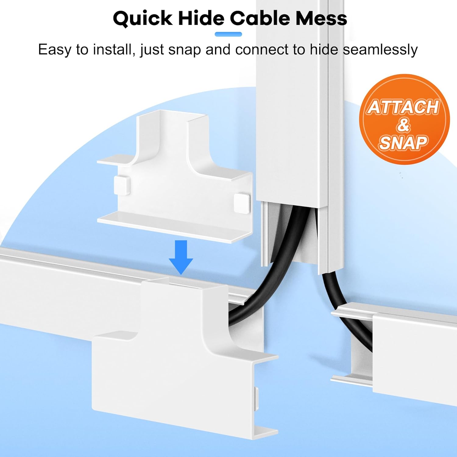 126in Cord Hider Kit, TV Wire Covers for Wall, Paintable Cable Management Kit, Cable Cover for Mounted TV, Hide Wires Along Wall, Brown Cord Cover, 8xL15.7in W0.95in H0.55in