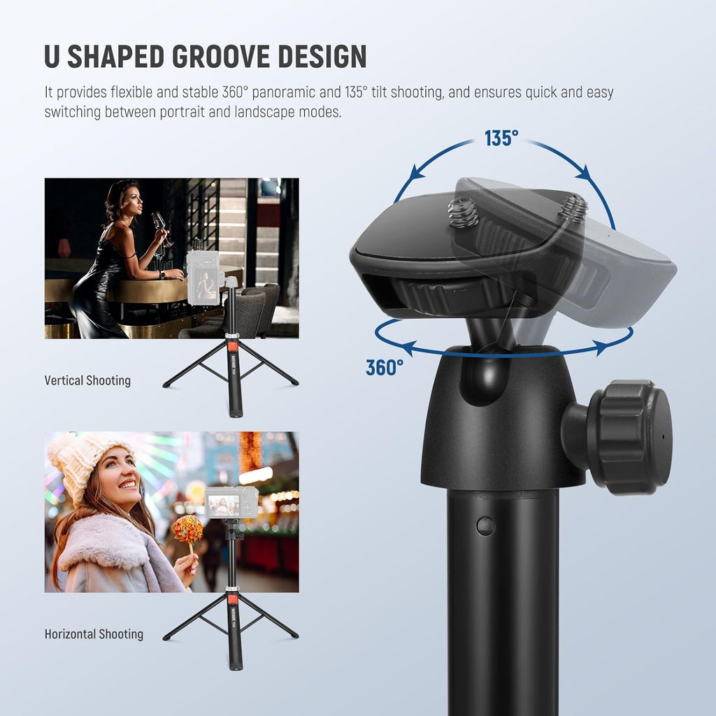 NEEWER Phone Tripod for Cell Phone & Camera with Remote, 62.9" All Metal Selfie Stick Travel Vlog Tripod Stand for iPhone with Phone Holder, Portable Camera Tripod for Canon Sony DLSR GoPro, TS05