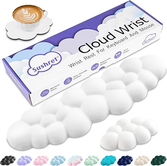 Sushret Cloud Wrist Rest Keyboard, Cloud Keyboard Wrist Pad Set by Sushret