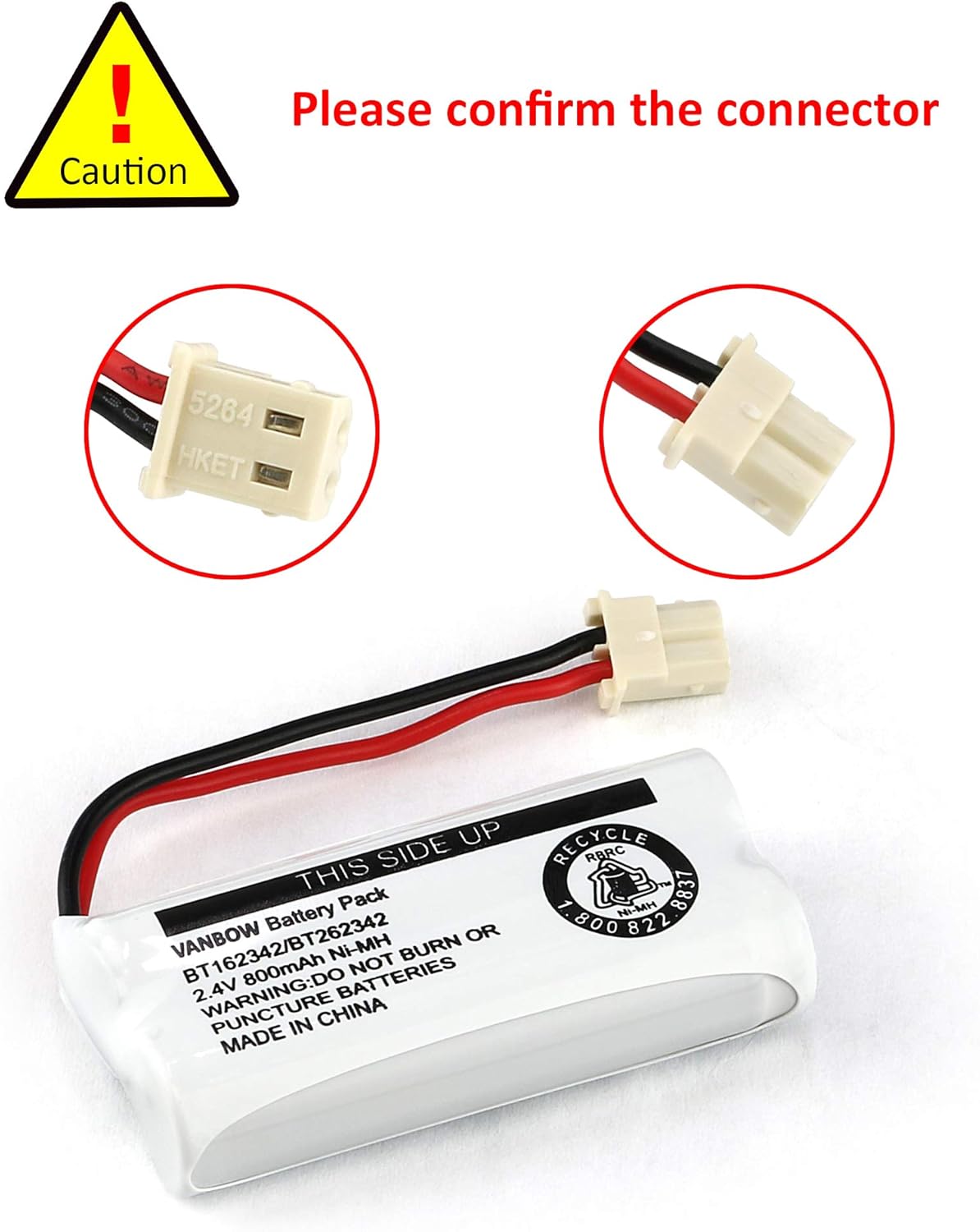 Battery BT162342 / BT262342 BT183342/BT283342 BT166342/BT266342 2.4v 800Mah Battery Pack for VTech CS6114 CS6419 CS6719 AT&T EL52300 CL80112 VTech CS6719-2 Cordless Handsets (Pack 4)
