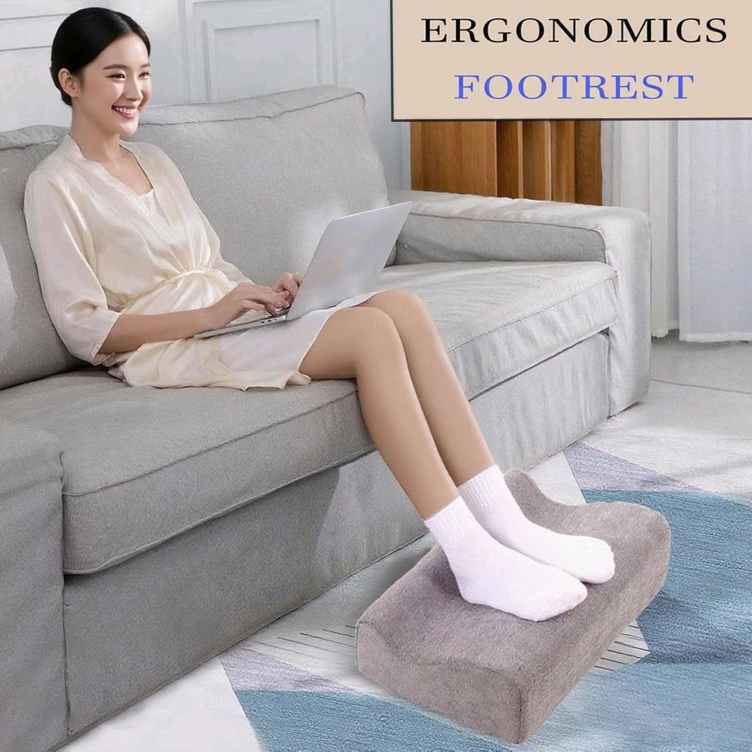 Foot Rest for Under Desk at Work, Ergonomic Under Desk Footrest with Washable Cover, Memory Foam Foot Stool for Office Chair & Gaming Chair, Back & Hip Pain Relief, Dark Gray