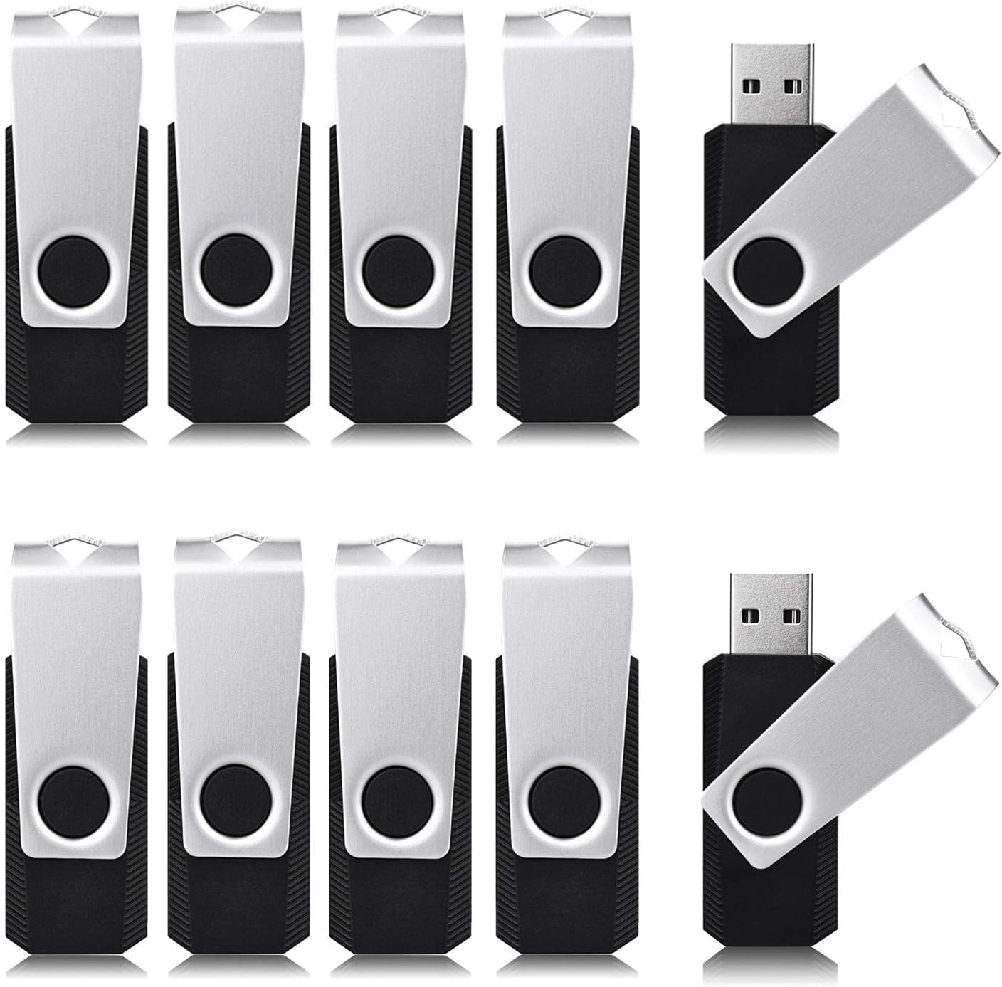 Aiibe 64GB USB Flash Drive 50 Pack - Bulk Thumb Drives, Memory Stick, Zip Drive Multipack, Black