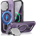 Camera Stand Case for iPhone 16 Pro, [Compatible with Mag Safe] [Lens Cover] 2024 Version Military Grade Protective Soft Case for iPhone 16 Pro 6.3 inch Men Women, Purple