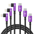 90 Degree USB C to Lightning 10FT, iPhone Charger Cables [Apple MFi Certified] 3Pack Fast Charging Cord, Nylon Braided USB C Lightning Cable Compatible with iPhone 14/13/12/11/Pro Max/Plus/8/7-Purple