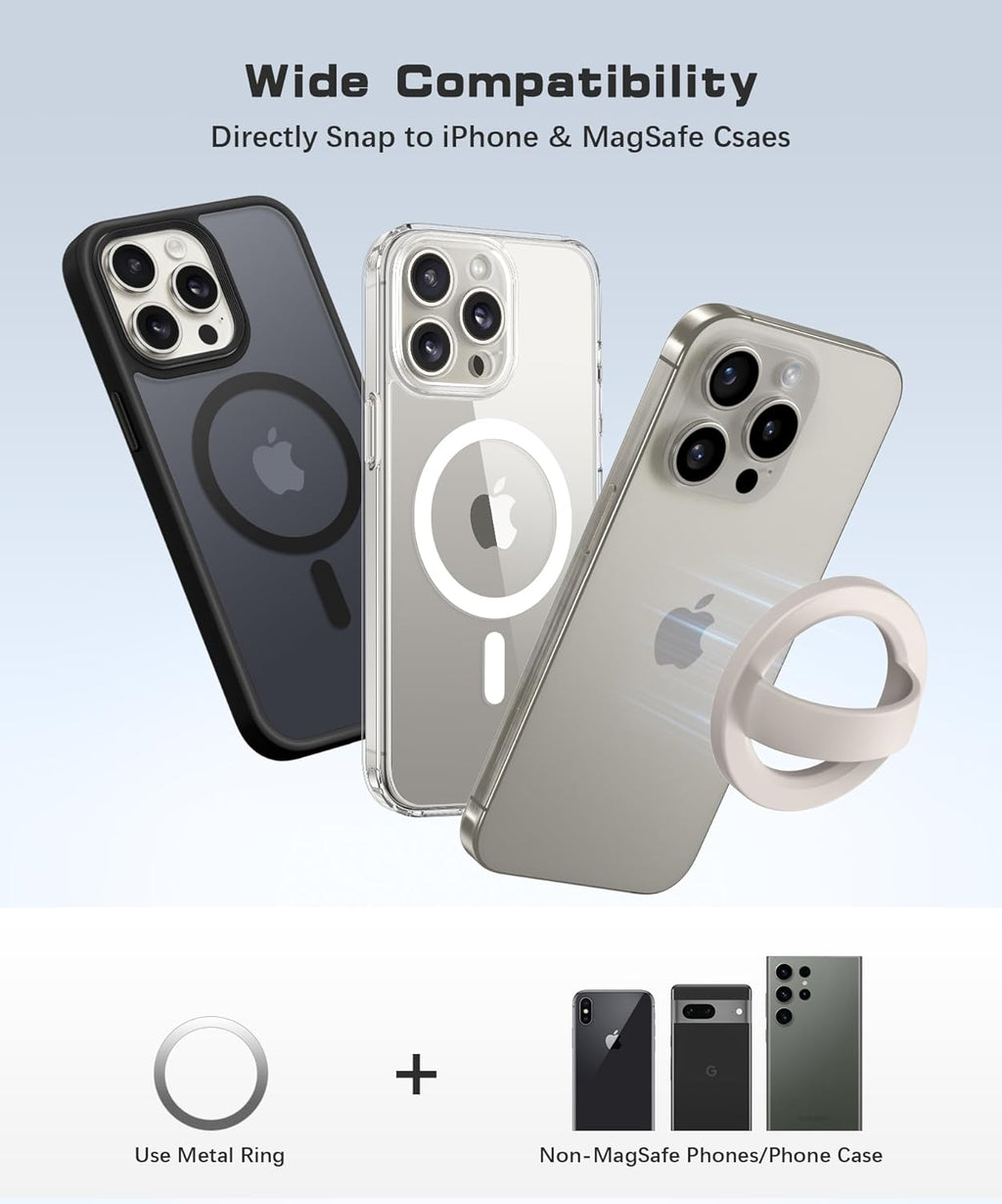 GONEZ Magnetic Phone Grip Compatible with MagSafe, Removable Silicone Loop Grip, Phone Ring Holder for Back of Phone for iPhone 16/15/14/13/12 Series, Brown