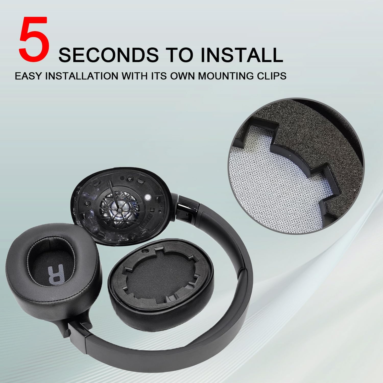 Replacement Ear Pads for JBL Tune 700(700BT)/710(710BT)/720(720BT)/750(750BT,750BTNC)/760(760NC)/770(770NC) Headphones, Headset Ear Cushions, Headset Earpads, Ear Cups Cover-Black