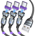 AUFU 16PIN USB C Magnetic Charging Cable (3Pack, 3.3/3.3/3.3ft), 180° Rotation Magnetic Charger Cable/Magnet USB C Cable/Magnet Phone Charger/Date USB Charging Cord for Phone/Tablet/Laptop