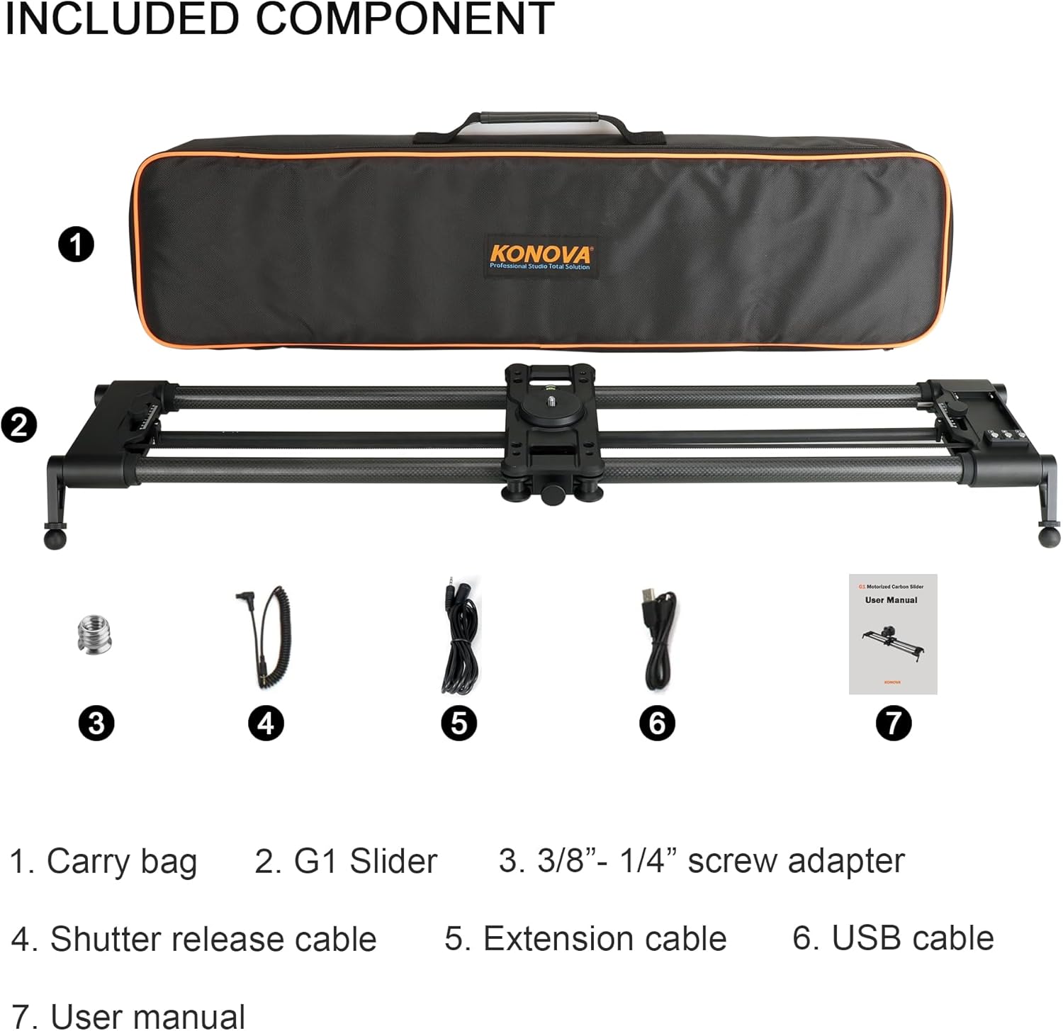 Konova New G1 Wireless Motorized Integrated Carbon Slider for Video, Time Lapse, Stop Motion, Parallax Panormaic Shooting (80cm (31.5"))