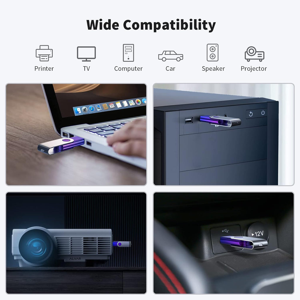ABLAZE 2GB Flash Drive 2 Pack, USB 2.0 Thumb Drives with Lanyards Swivel USB Memory Stick 2GB（Green and Purple
