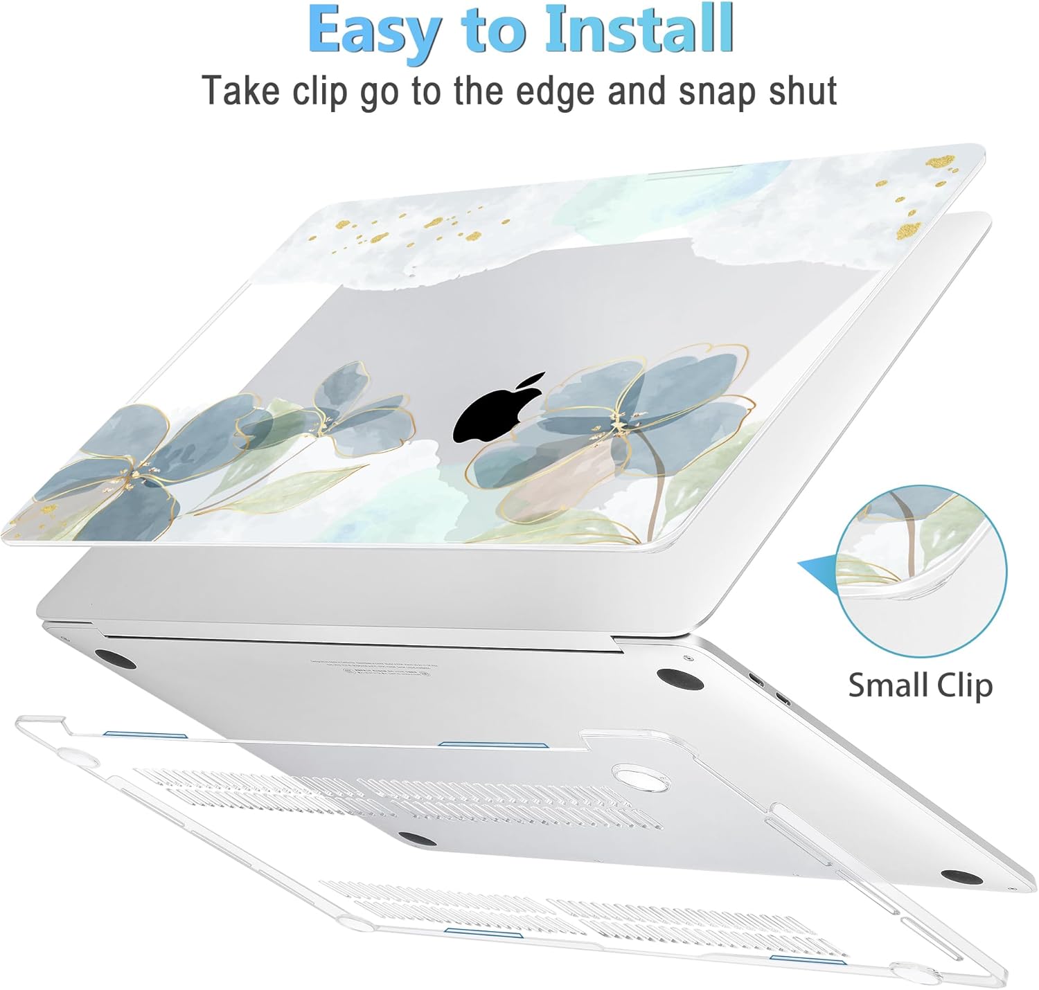 Mektron for MacBook Air 13 Case A1466/A1369 (2010-2017 Release), Snap-on Plastic Hard Shell Cover for MacBook Air 13.3 inch with Keyboard Cover,Green Floral