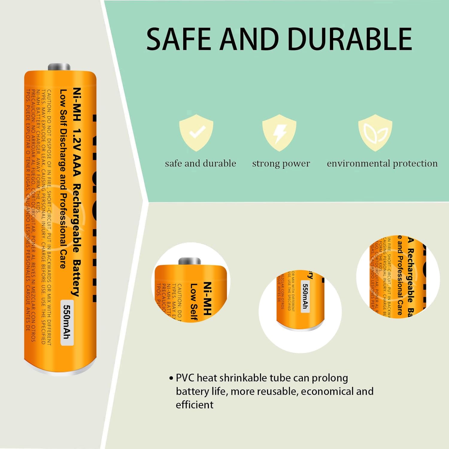 8 Pack NI-MH AAA Rechargeable Battery for Panasonic, 1.2V 550mah AAA Rechargeable Batteries for Panasonic Cordless Phones Handset, Remote Controls, Electronics