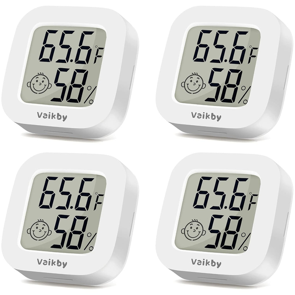 Vaikby Indoor Thermometer 4Pack, Humidity Gauge Meter Digital Hygrometer Room Thermometer for Home, Hight Accurate Temperature and Humidity Monitor, Large LCD Display Fahrenheit or Celsius