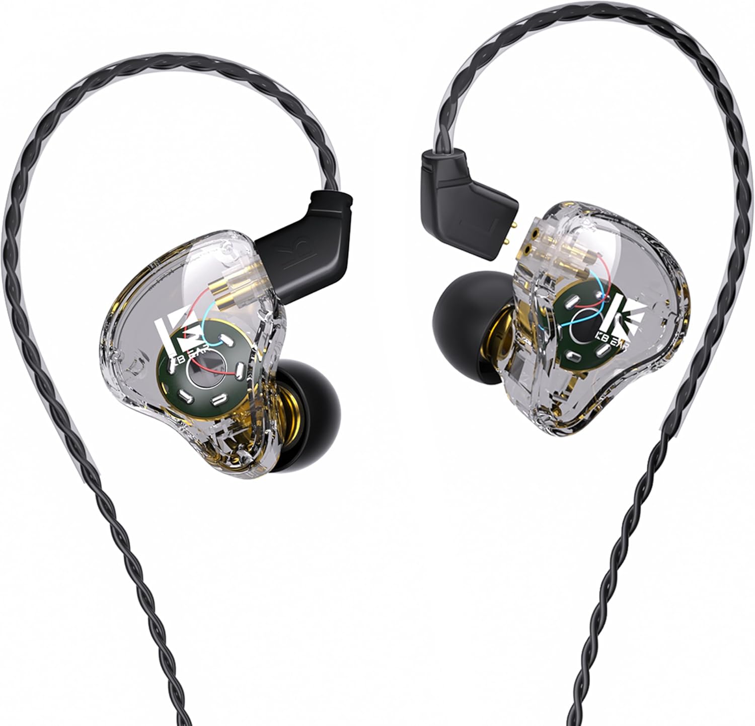 YINYOO KBEAR KS1 in Ear Monitor Bass Earbuds Wired Earbuds,Clear Sound Stereo Headphones, Vocals Forwards High Resolution Noise Canceling HiFi Earphones, Detachable Cable for Singers