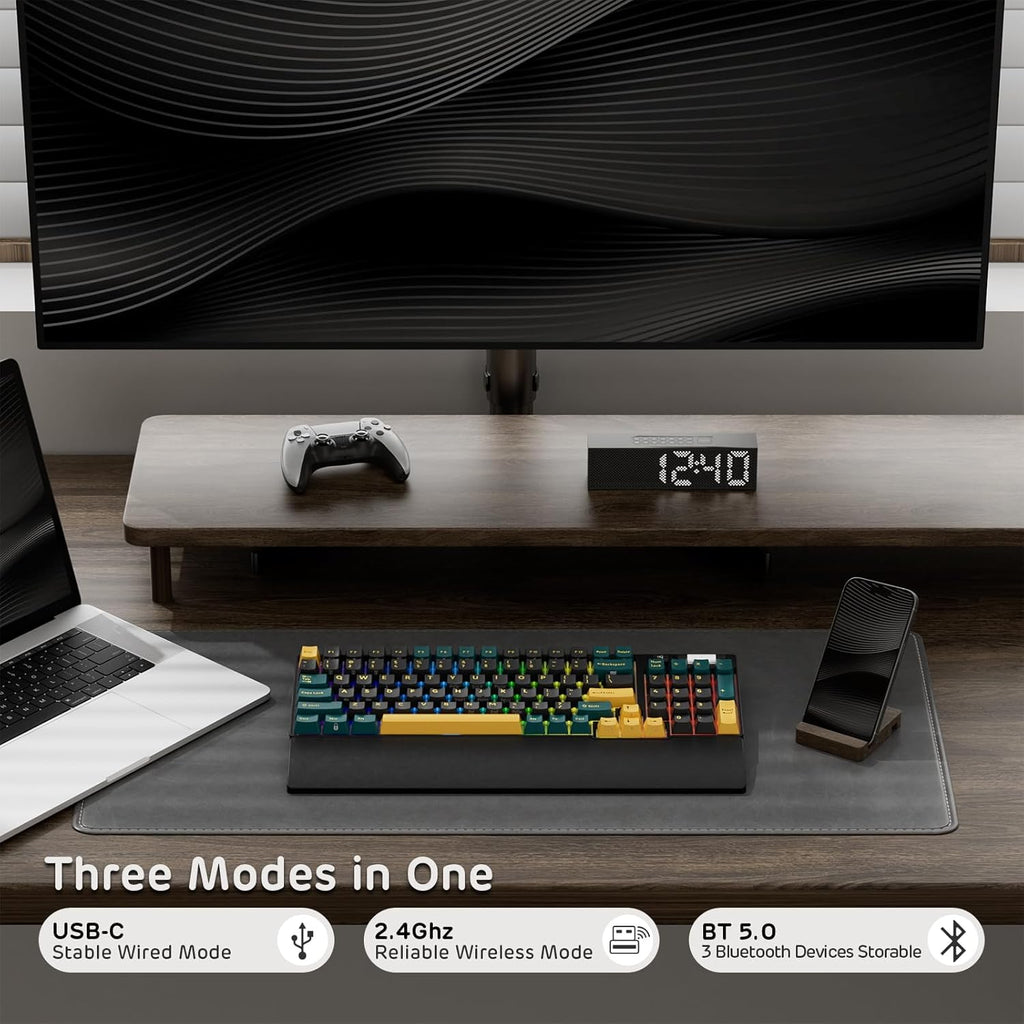 RK ROYAL KLUDGE RK96 RGB Limited Ed, 90% 96 Keys Wireless 3-Mode BT5.0/2.4G/USB-C Hot Swappable Mechanical Keyboard w/Wrist Rest, Volume Control, Software, Massive Battery, RK Viridian Switch