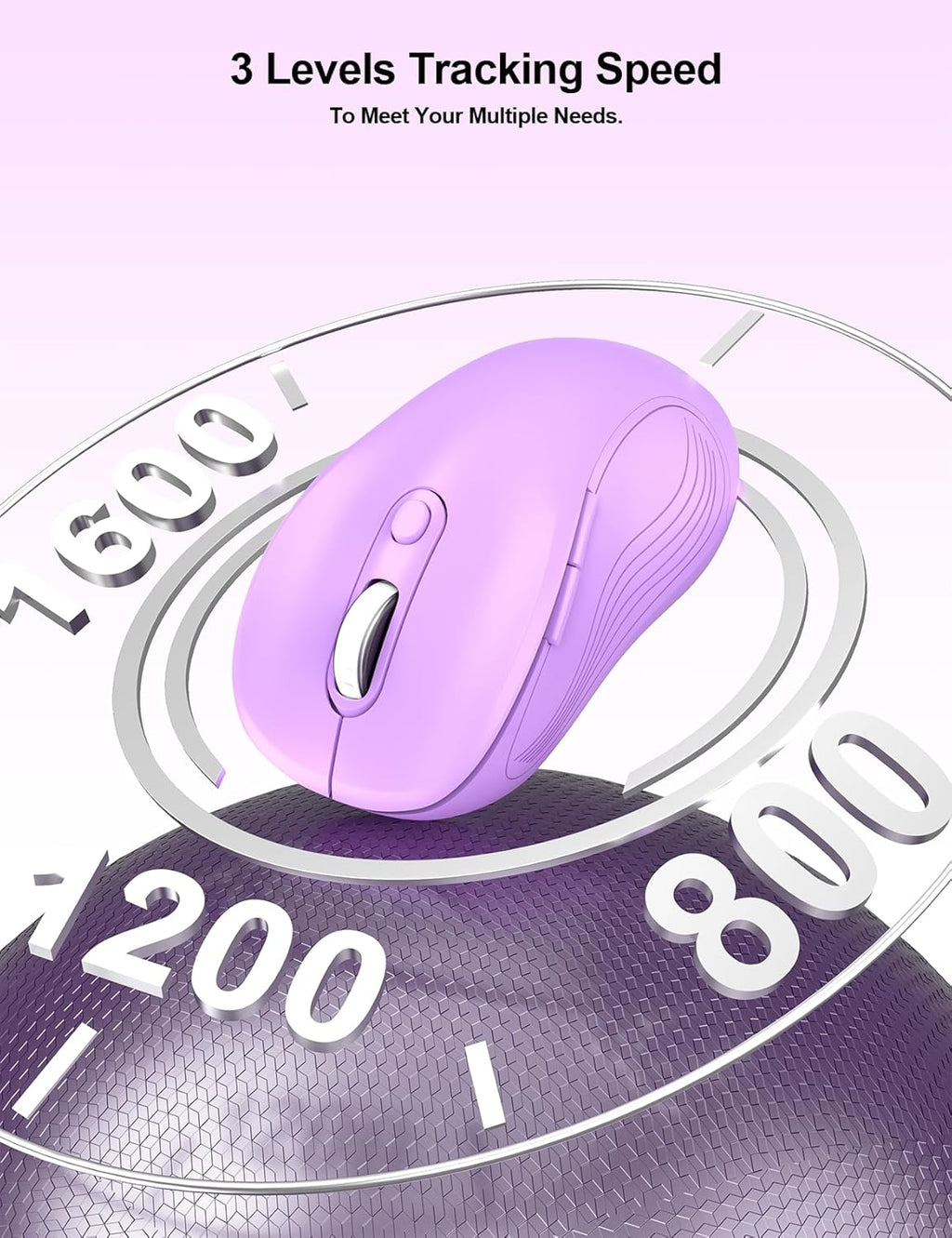 Trueque Wireless Mouse for Laptop, 2.4GHz Ergonomic Computer Mouse with Back & Forward Buttons, 3-Level DPI, 6 Buttons, Optical USB Cordless Mice for Windows Chromebook MacBook PC (Lavender)