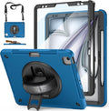 Case for iPad Air 13 Inch M3 2025 & M2 2024: Military Grade Cover for iPad Pro 12.9 6th/5th/4th/3rd Generation W/Screen Protector- Stand- Pencil Holder- Handle- Shoulder Strap- Blue