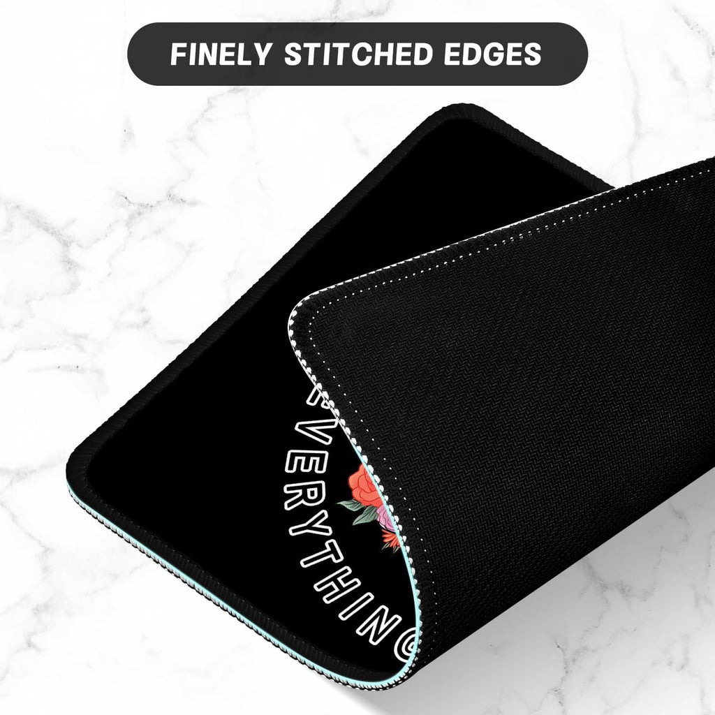 ITNRSIIET Mouse Pad with Stitched Edge Premium Textured Smooth Precise Operation Waterproof Washable Non-Slip Rubber Base Desktop Protection Mat, 10.2×8.3×0.12 inches, Flower Skull