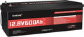 12V 600Ah LiFePO4 Battery, Built-in 200A BMS, 7680Wh Energy 10000+ Deep Cycles Rechargeable 12 Volt Battery Perfect for RV, Solar System, Off Grid, Home Energy Storage