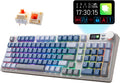 iRocks K85R Wireless RGB Backlit Mechanical Gaming Keyboard with LCD Display, Hot-Swappable Pre-lubed Brown Switches, 98 PBT Keys, USB-C Detachable Cable (Aurora Blue, Bubble Switch)