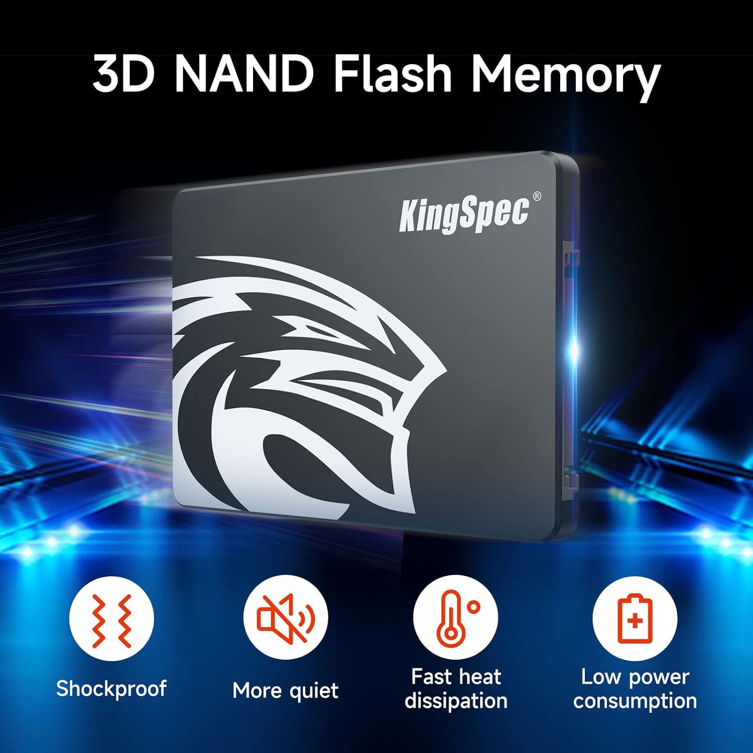 KingSpec 128GB 2.5 SSD SATA III Internal - 550MB/s Read, 520MB/s Write with 3D NAND Flash, for Laptop & Desktop PC Upgrade