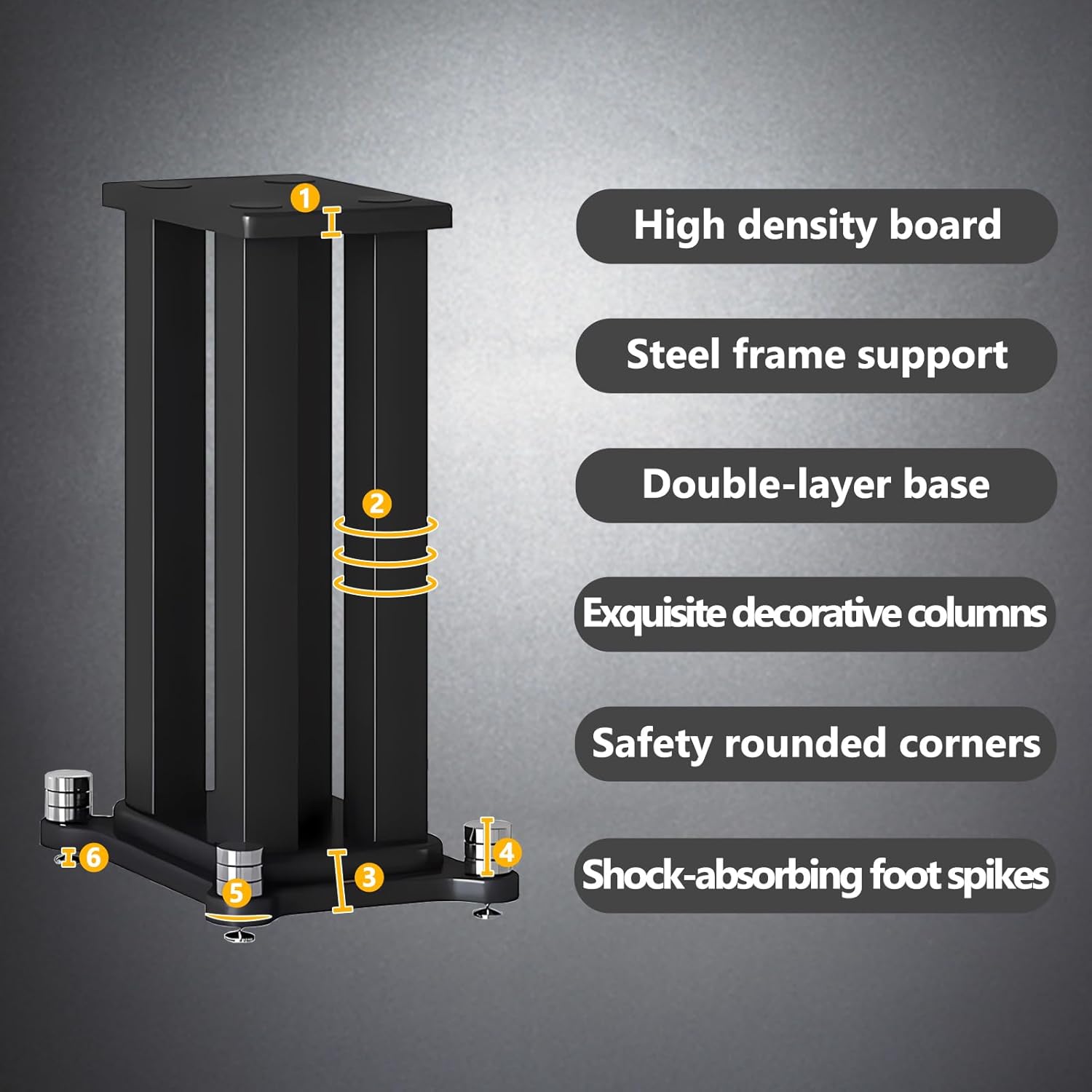 A Pair of Speaker Stands, Bookshelf Speaker Stand Steel Frame Support for Speakers up to 40 kg, Vibration-Absorbing MDF Design, Universal Speaker Stand Improves Sound Quality (70cm/27.5in)