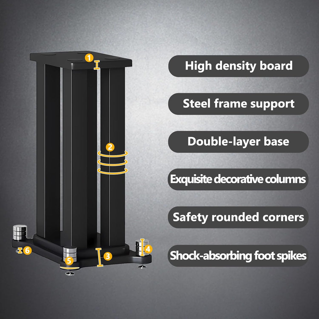 A Pair of Speaker Stands, Bookshelf Speaker Stand Steel Frame Support for Speakers up to 40 kg, Vibration-Absorbing MDF Design, Universal Speaker Stand Improves Sound Quality (50cm/19.6in)