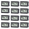 12 Pack Mini Digital Thermometer Hygrometer Indoor Temperature and Humidity Gauge Meter Monitor Fahrenheit (℉) for Humidor,Greenhouse,Reptile Tank,Home,Jars