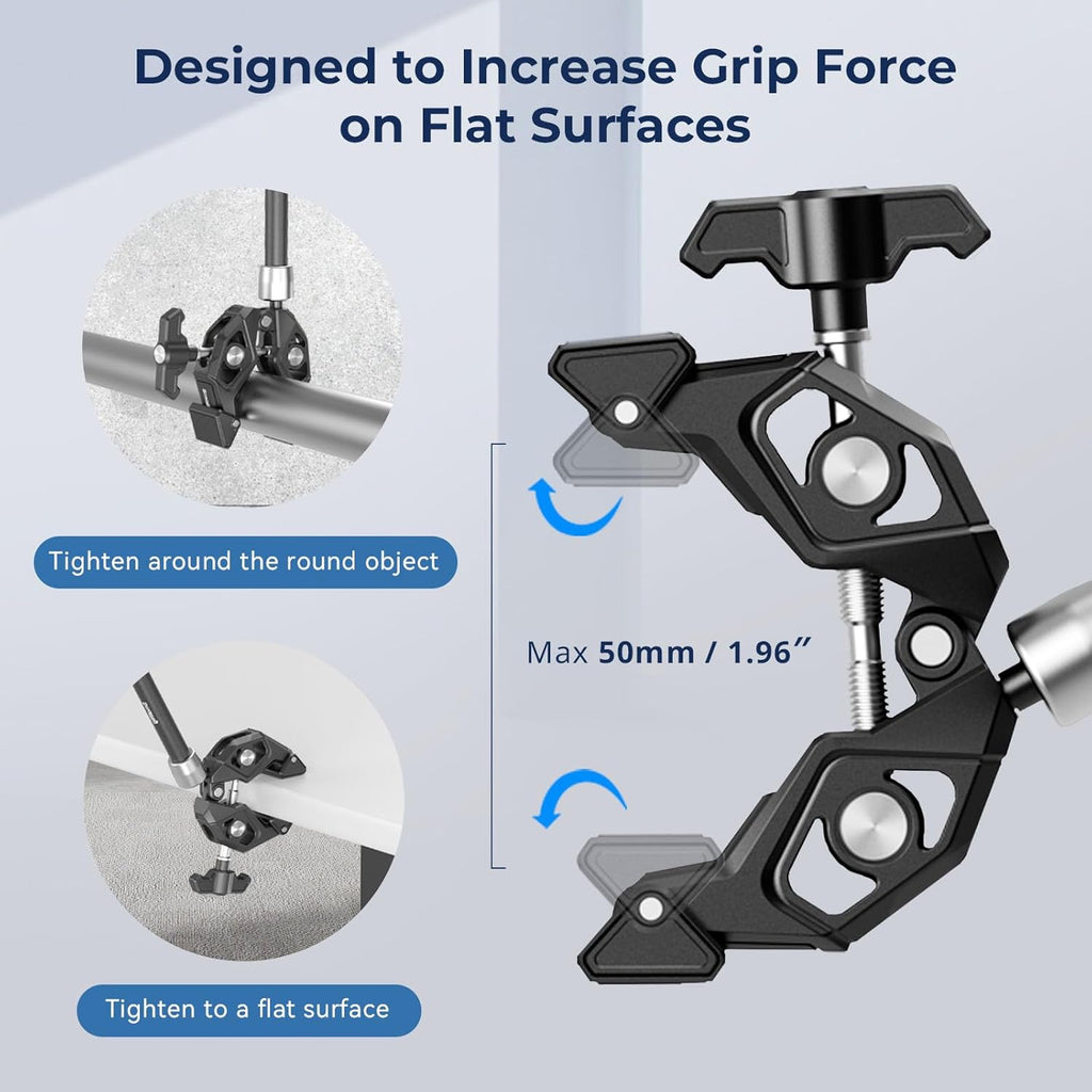 SMALLRIG Magic Arm Clamp Kit, Camera Mount Articulating Friction Arm w Super Clamp, w 1/4"-20 Screw and Thread Hole, for Camera, Light, Monitor, Webcam or Action Camera 1.5kg, for Table, Tube