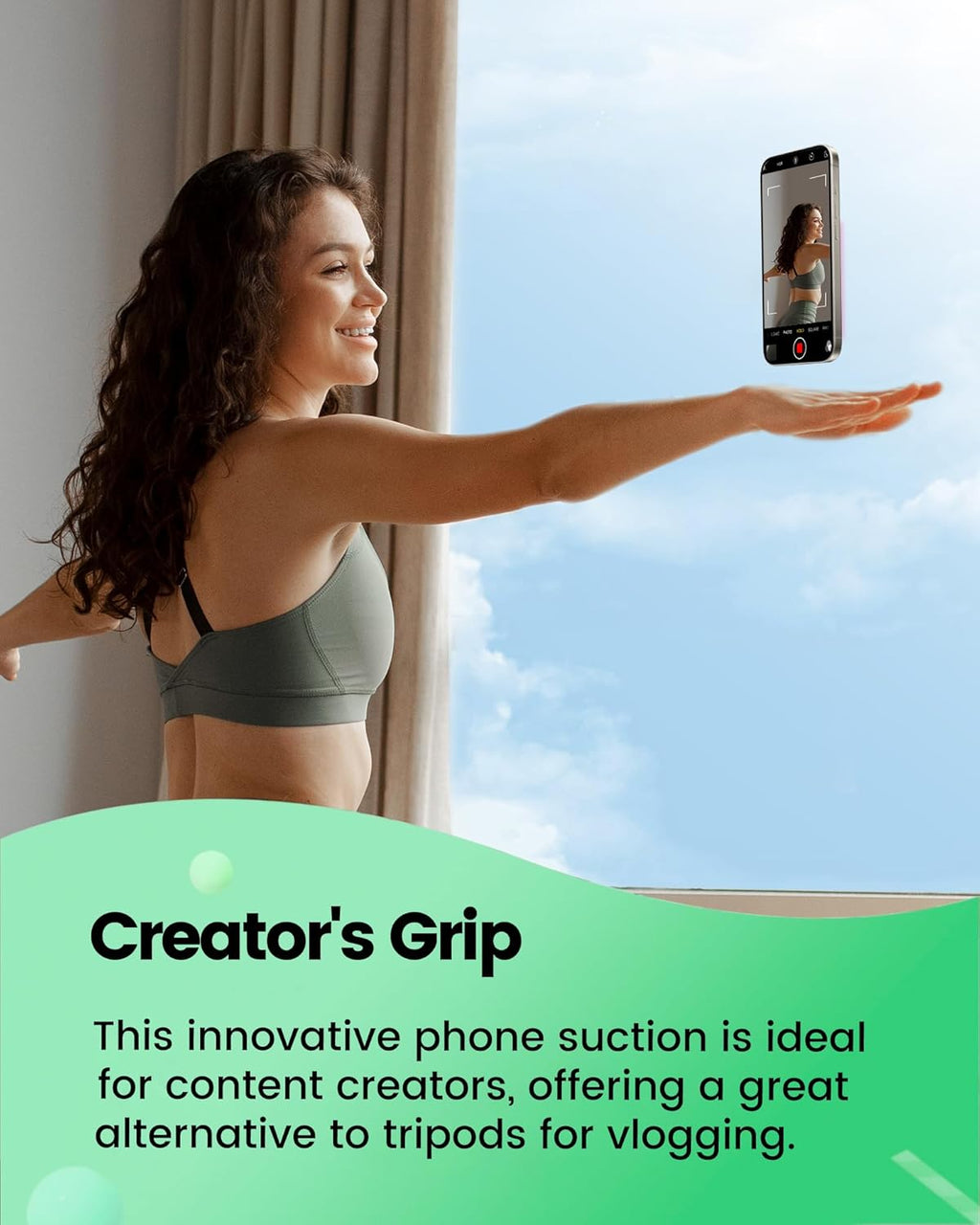 amBand Magnetic Suction Phone Grippy for MagSafe Case, Silicone Cup Sticky Mount for iPhone 12/13/14/15/16 Pro Max/Pro/Plus/Mini, Hands-Free Selfie/Video for TikTok Creator/Influencer, Light Blue