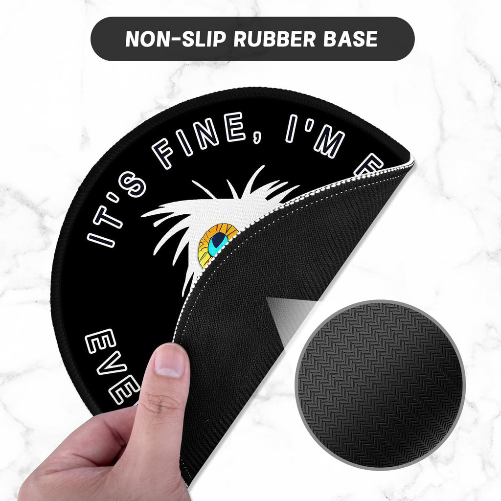 ITNRSIIET Round Mouse Pad with Stitched Edge Premium-Textured Waterproof Non-Slip Rubber Base Desktop Protection Mat Diameter 8.7 inches, Funny Cat