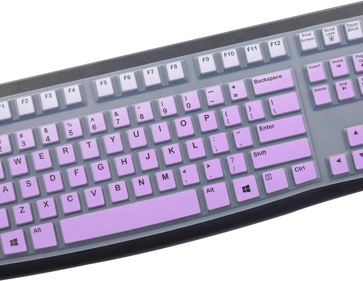 Silicone Keyboard Cover for Logitech K120 & MK120 Ergonomic Desktop USB Wired Keyboard, Logitech K120 & MK120 Keyboard Protective Skin US Layout (NOT Fit Other Model)-OmbrePurple