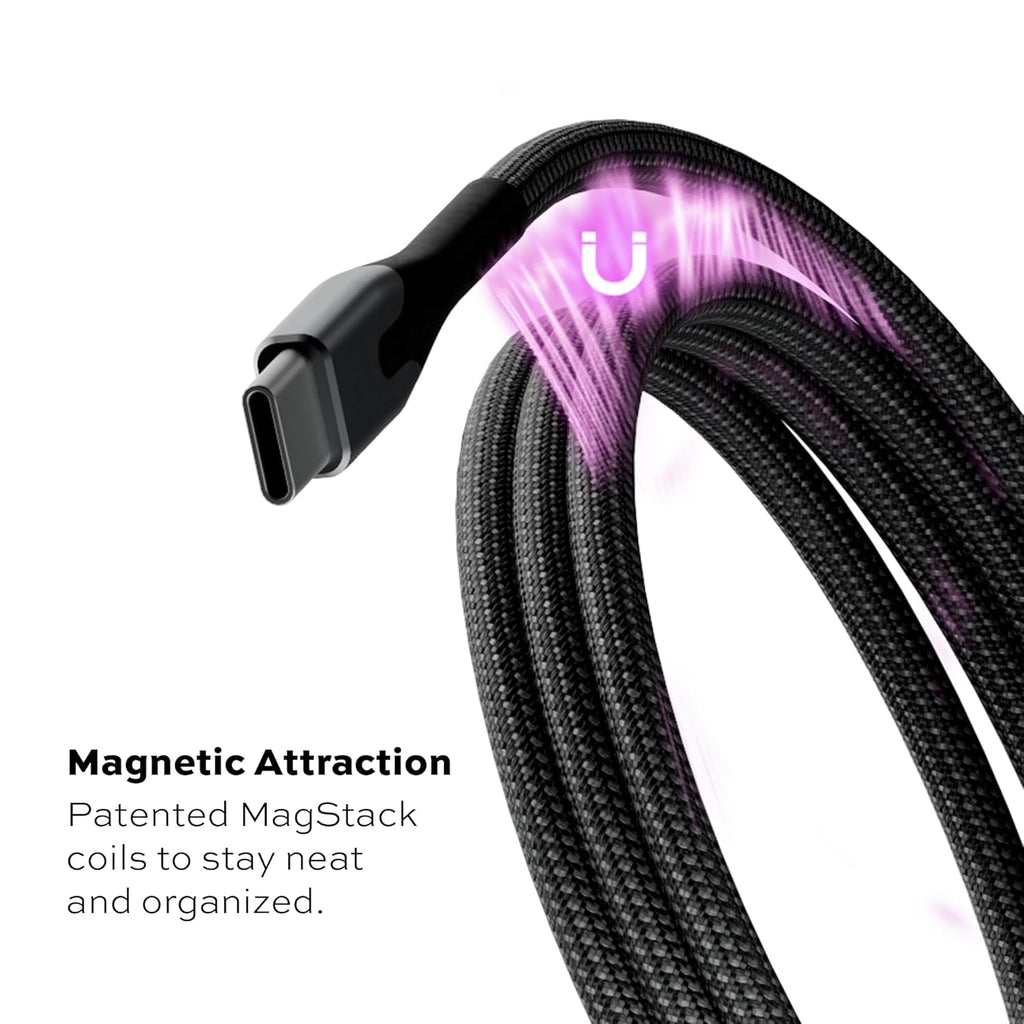 Statik MagStack USB to USB C Cable, A to Type C Charger Fast Charging Phone Charger Cord, On The Go Magnetic Charging Cable for Car, Compatible with iPhone 16 Pro Max, Galaxy S24, 27W 3FT/1M, 3-Pack