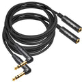 HUAELU 2Pack 6FT Right Angle 6.35mm TRS Stereo Male to Female Audio Cable,Right Angle 1/4 TRS Male to Female Stereo Headphone Guitar Extension Cable Cord for Mixer Headphone