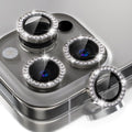 Choiche Compatible for iPhone 16 Pro/iPhone 16 Pro Max Camera Lens Protector Bling, 9H Tempered Glass Camera Cover Screen Protector Metal Ring Decoration Accessories (Diamond-Titanium Natural)