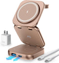 5-in-1 Wireless Charger for MagSafe, AC ISLAND Portable Travel Charging Station, 15W Max Fast Foldable Magnetic Stand, Evolved for iPhone 16/15/14/13 Series, Apple Watch, AirPods (with 35W Adapter)