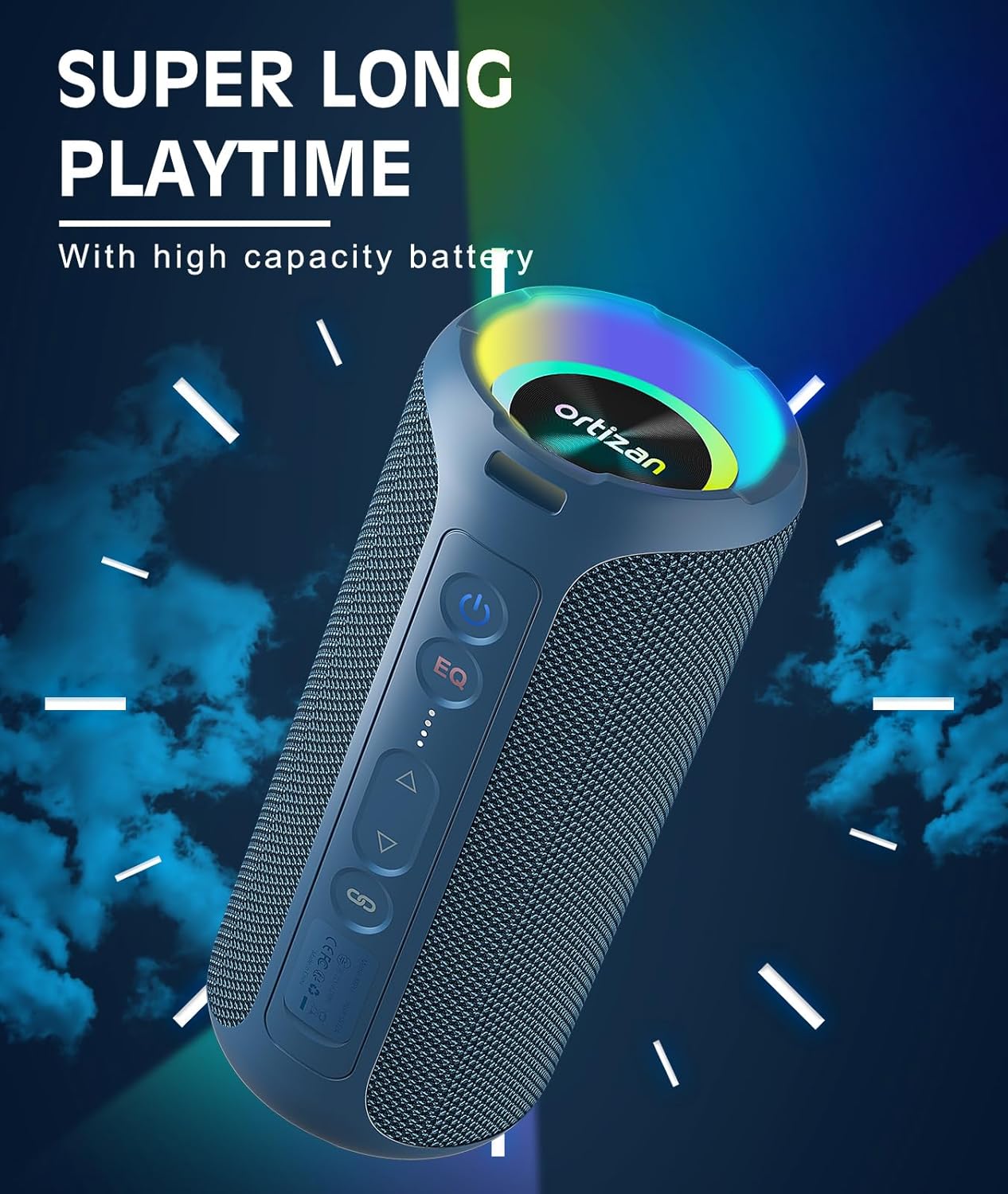 Ortizan Bluetooth Speaker, IPX7 Waterproof, Portable Speakers with HD Sound, Deep Bass, RGB Lights (Notice: X8 Pro Navy and X8 Pro Blue Cannot be paired via TWS Due to Different Bluetooth Versions)