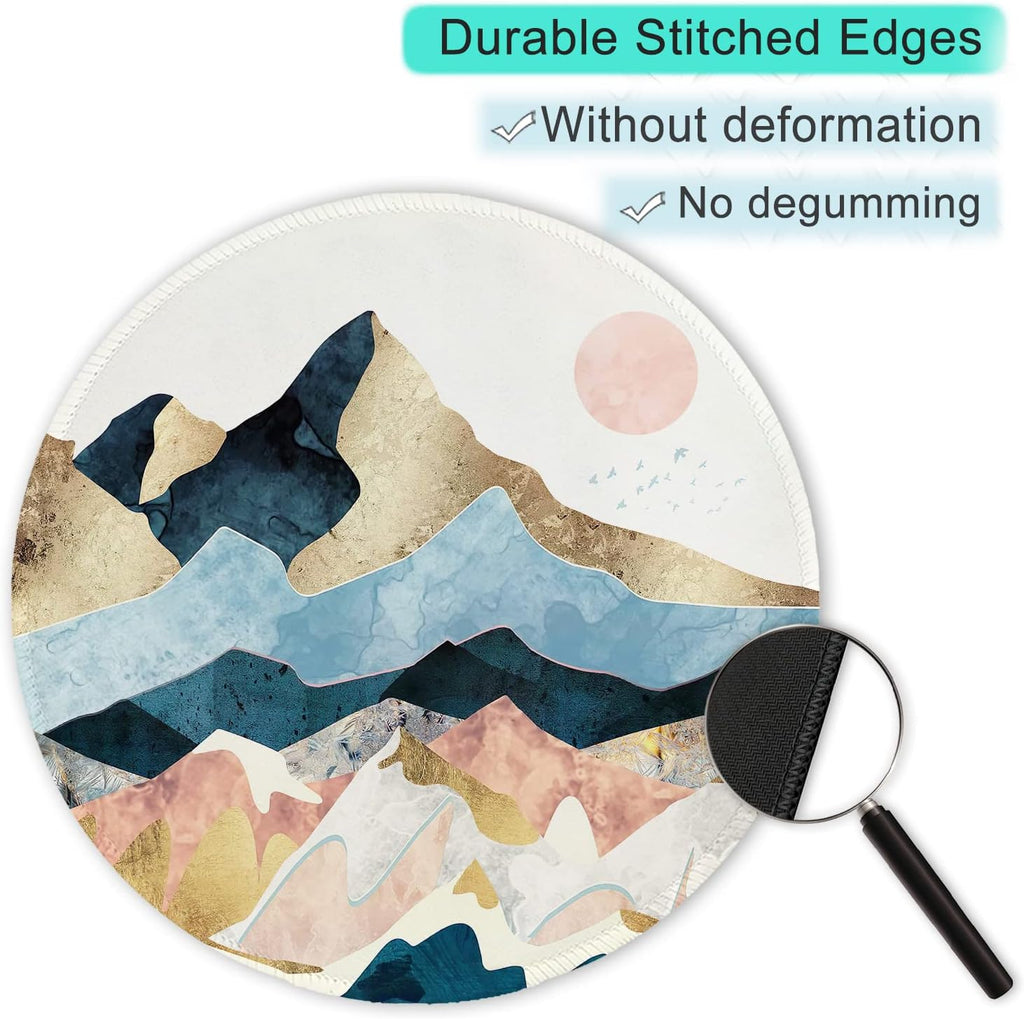 ITNRSIIET Round Mouse Pad with Stitched Edge Premium-Textured Waterproof Non-Slip Rubber Base Desktop Protection Mat Diameter 8.7 inches, Sunrise