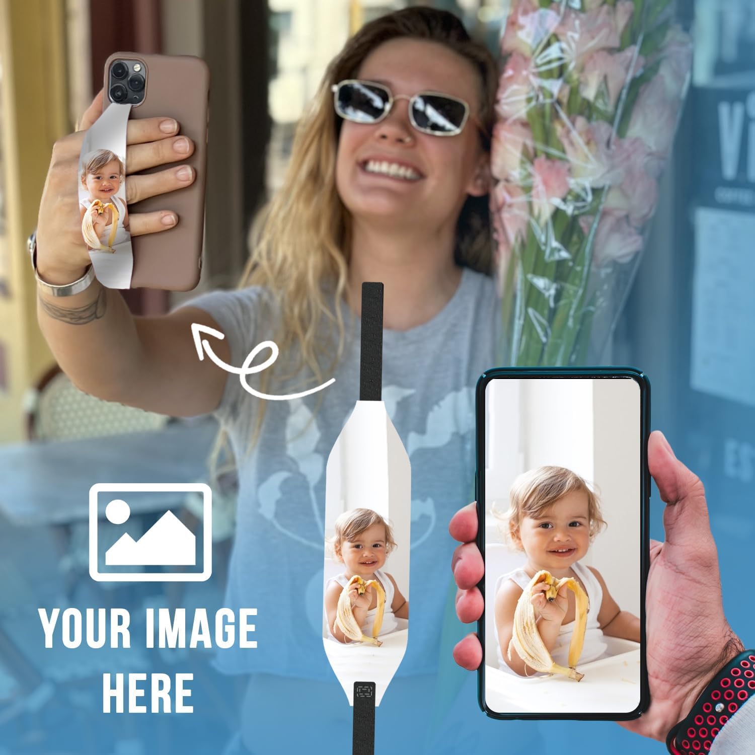 Phone Grip Strap - Reversible Finger Holder for Phone Back, Customizable Anti-Slip Design, Wireless Charging Compatible Detachable Holder for iPhone - Animals Custom
