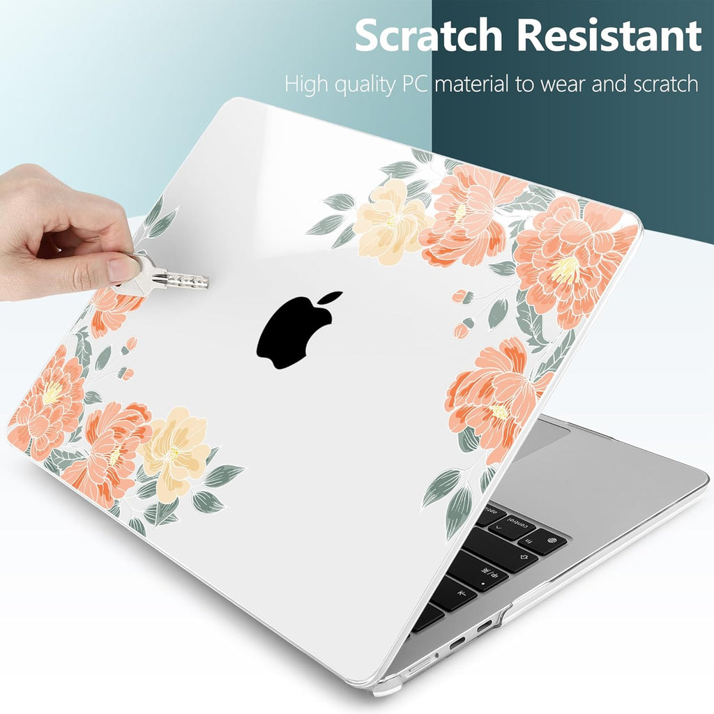 TWOLSKOO Compatible with M4 MacBook Air 13.6 inch Case 2025-2022 Release M4 A3240 M3 A3113 M2 A2681, Plastic Hard Shell & Keyboard Cover & Type C Adapter & Screen Protector, Vintage Roses