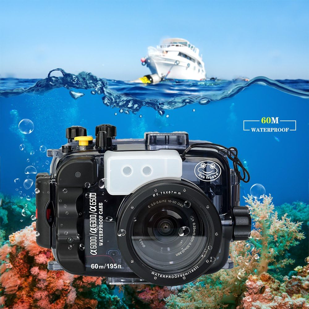 Seafrogs 40m/130ft Waterproof Underwater Camera Housing Waterproof Case for A6000 A6300 A6500 Compatible with 16-50mm Lens