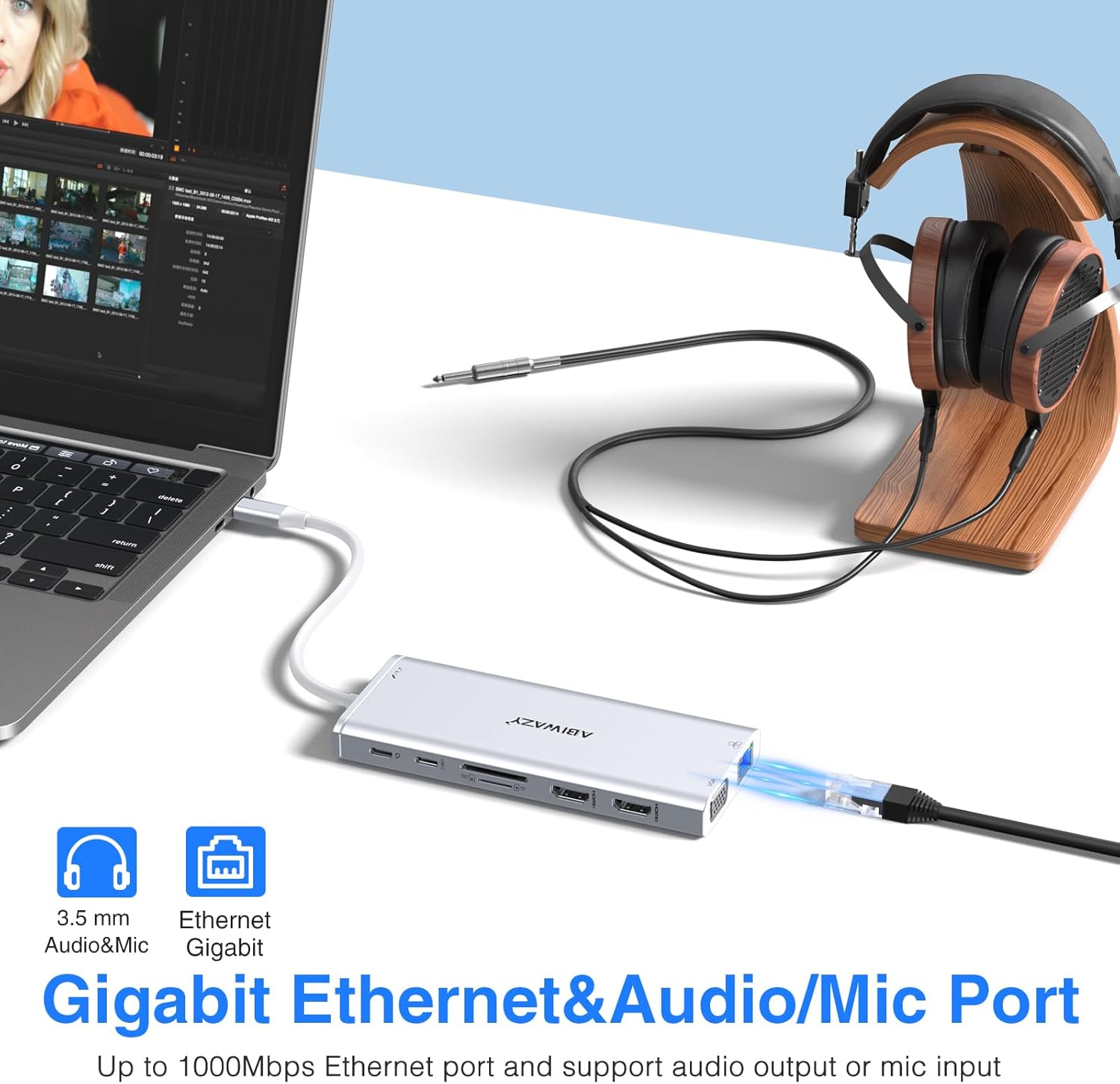 USB C Docking Station Dual Monitor for Dell/HP/Lenovo/Surface Laptop, 14 in 1 Triple Display Hub Multiple Adapter, Dongle with 2 HDMI 4K+VGA+5 Port+100W PD Charger+Ethernet+SD/TF+Audio(Sliver)
